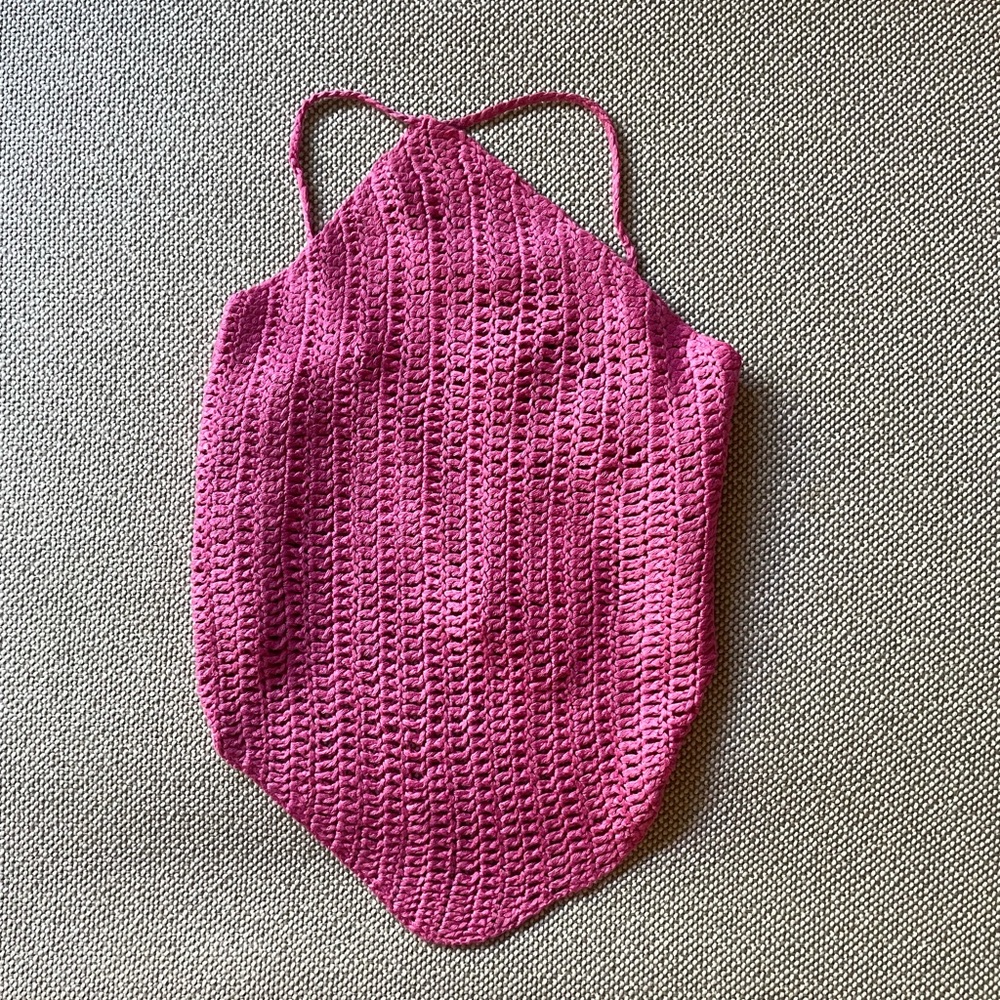 Princess Polly Pink Cropped Crochet Halter Top